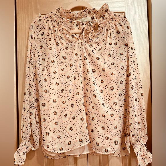 Loft Daisy Ruffle Tie Neck Blouse - Picture 4 of 10